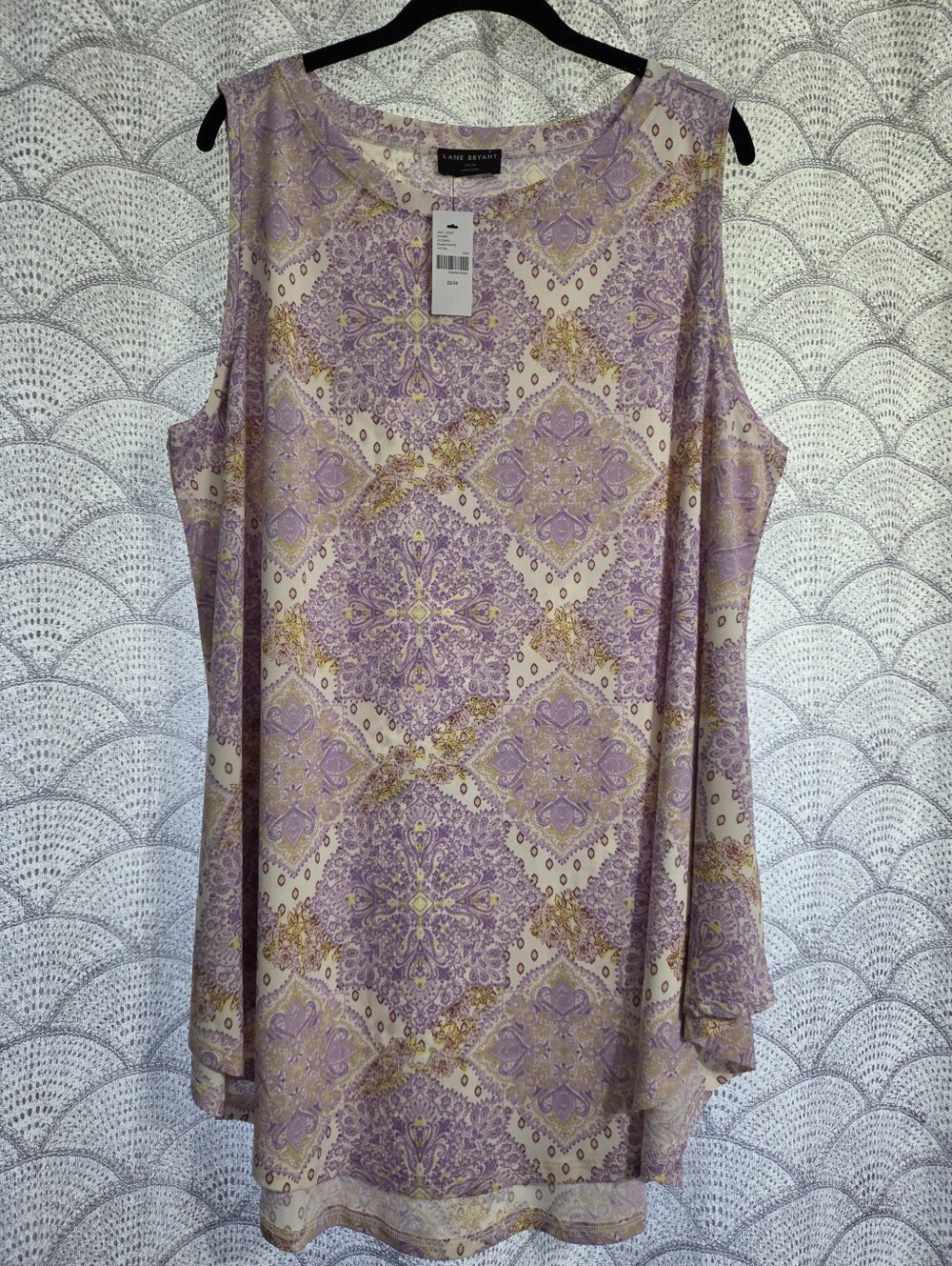 Lane Bryant 22/24 Purple and Yellow Geometric Medallion Swing Tank
